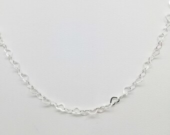 925 sterling silver heart chain necklace. 925 sterling silver heart chain bracelet. Heart chain. Fine jewelry. Minimalist jewelry. Gift.