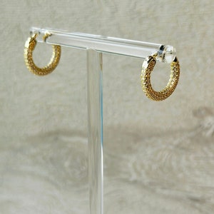18k Gold Plated Huggie Earrings: Sterling Silver Zircon Hoops