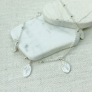 Sterling Silver Our Lady of Grace Medal Bracelet - Religious Jewelry