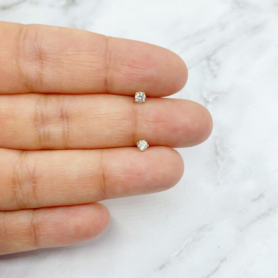 18k Gold Baby Earrings. 18k Gold Zircon Baby Earrings. Baby Push Back Earrings. Minimalist Jewelry. Fine Jewelry. Baby Jewelry. Baby Gift. Etsy Canada