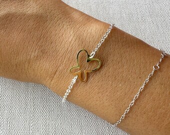 925 Sterling Silver Butterfly charm bracelet. 18k gold plated butterfly charm bracelet. Fine Jewelry. Gift for her. Butterfly bracelet.