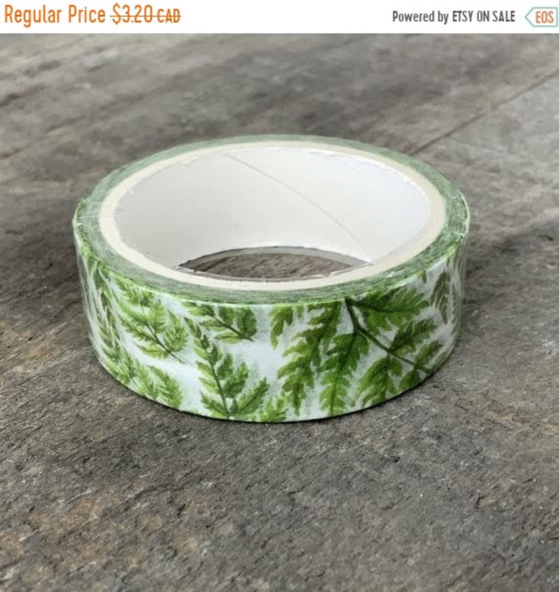 Garden Deco SALE Tropical Fern Leaf Washi Tape 15mm x 5m roll Green Leaves Plant Nature Pinnate Leaves Scrapbook Tape