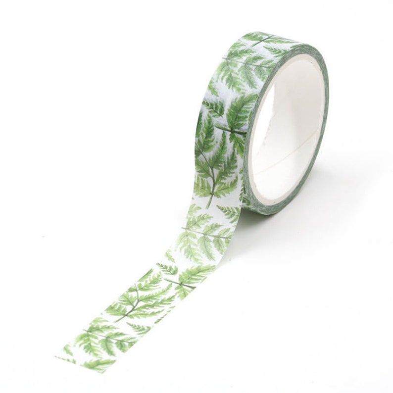 Garden Deco SALE Tropical Fern Leaf Washi Tape 15mm x 5m roll Green Leaves Plant Nature Pinnate Leaves Scrapbook Tape