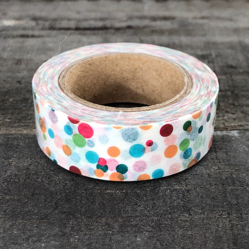 Rainbow Bubbles Washi Tape 15mm x 10m roll Colorful Dots Party Sticker Polkadot Paper Tape Junk Journal Tape