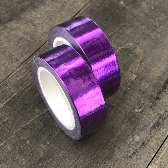 Purple Foil Washi Tape 15mm X 10m Roll, Violet Metallic Tape