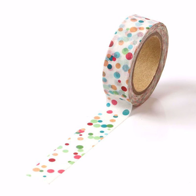 Rainbow Bubbles Washi Tape 15mm x 10m roll Colorful Dots Party Sticker Polkadot Paper Tape Junk Journal Tape