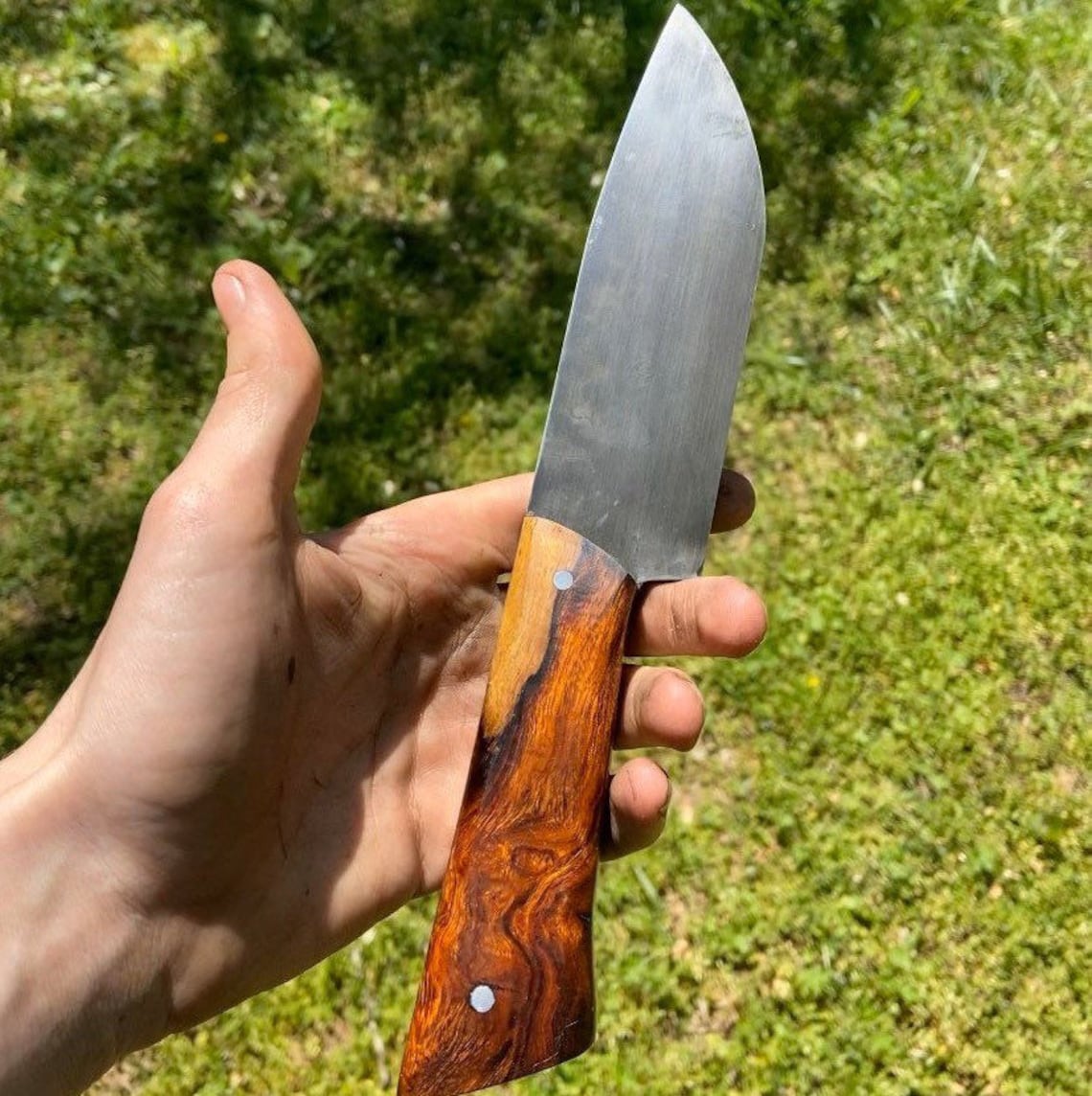 Handmade chopping knife with stone wash finish and desert iron Etsy