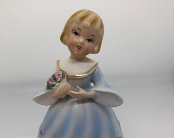 Vintage 1960 Schmid Bros, Musical Girl with Bouquet , Plays Happy Birthday, Japan