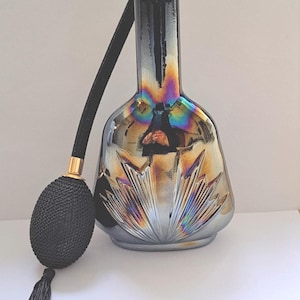 Vintage Carnival Glass Perfume Bottle with Atomiser & Tassel