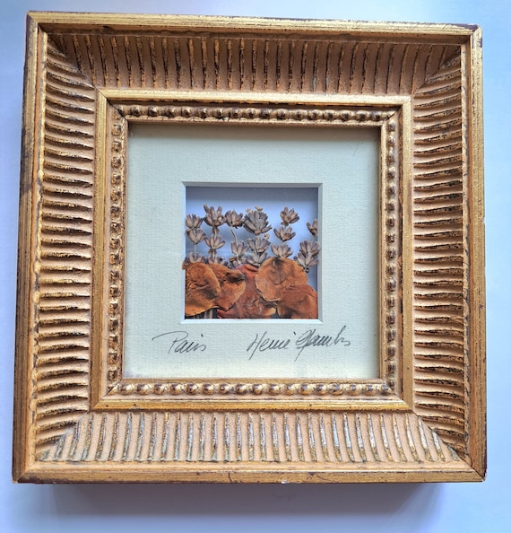 [ドイツ]額入り押し花(壁掛け)/アンティーク ヴィンテージ ブロカント 古道具 ヨーロッパ インテリア 花 ボタニカル 雑貨 雰囲気◎ / 押し花　額　 めばえ「おやゆびひめ」（小学館）挿絵「 親指姫誕生」