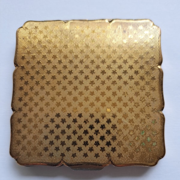 Vintage Stratton "in hand" Gold Tone Square Compact