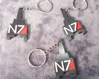 N7 - Símbolo de Normandía - Llavero - Inspirado en MASS EFFECT - 3D - Hecho a mano