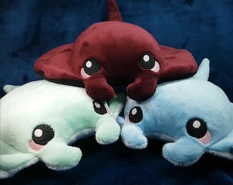 Manta raya - Pastel - Stingray - Lindo Cuddly - Pescado - Mobulidae - Peluche - Hecho a mano