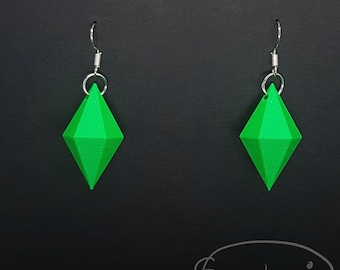 Plumbob - Inspirado en LOS SIMS - Diamante - Pendientes - 3D - Hecho a mano