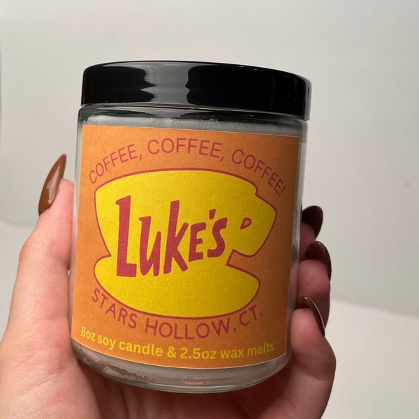 Luke’s Diner Logo Inspired Candle, Soy Wax Coffee Scented Candle, Gilmore Girls Inspired 8 Ounce Candle, Luke Danes Inspired Candle for Gift