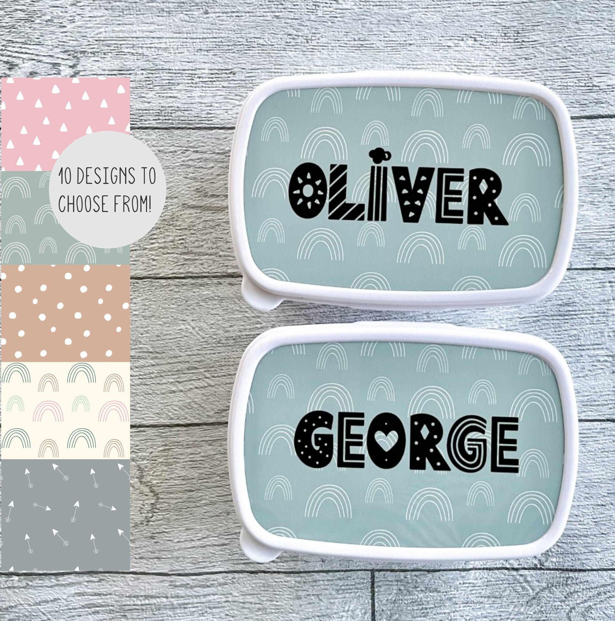 Personalised Kids Lunch Box Snack Storage Boho Rainbow Designs - Etsy UK