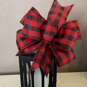Red and Black Buffalo Plaid Holiday Bow, Wreath Bow, Lantern Bow,  Christmas Decor