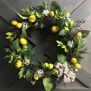 Lemon Wreath, Yellow Wreath,  Front Door Wreaths, Year Round Wreath, Front Door Wreath, Mantel Wreath