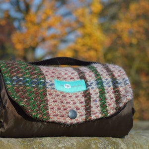 British made Recycled All Wool Compact Picnic Blanket Walker Companion with waterproof backing