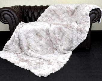 Luxury Real Rex Rabbit Throw Blanket