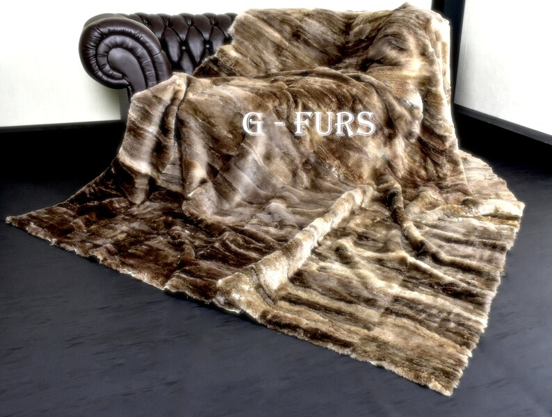 Luxury Real Brown Beaver Fur Throw Blanket Etsy