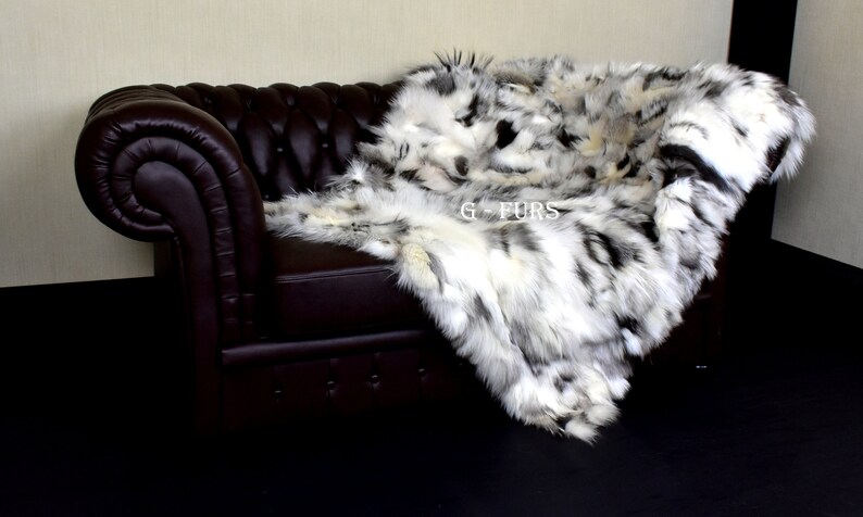 Luxury Real Platine Fur Fox Throw Blanket