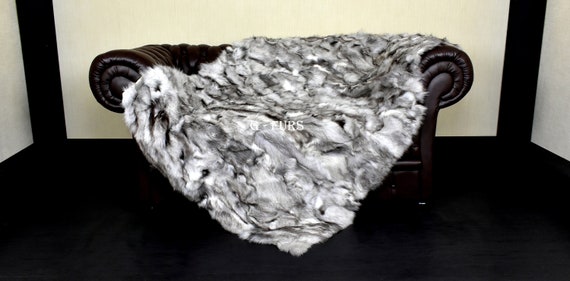 Luxury Real Arctic Marble Frost Fox Fur Throw Blanket | Etsy
