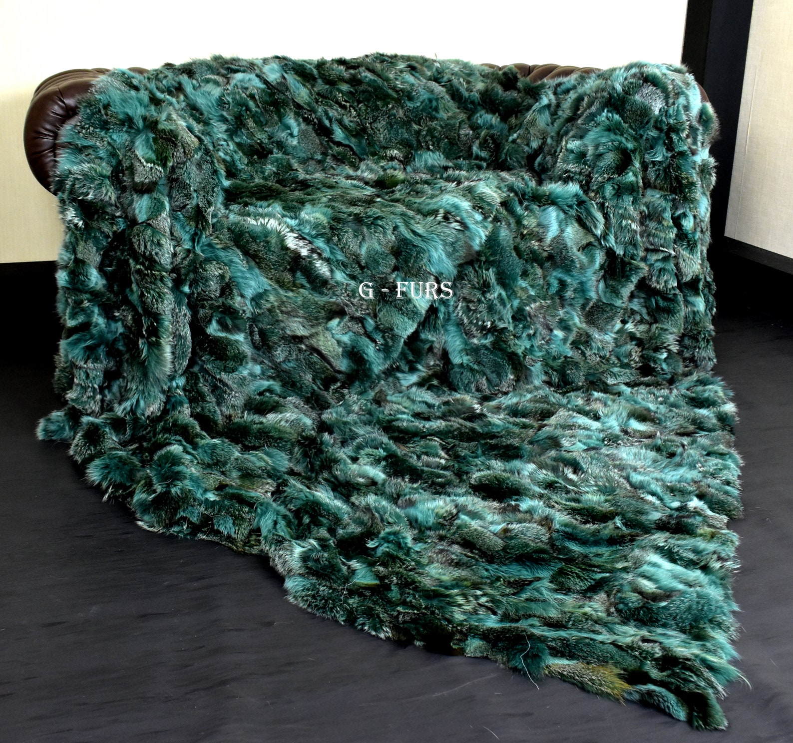 Luxury Real Green Fur Fox Throw Blanket Etsy