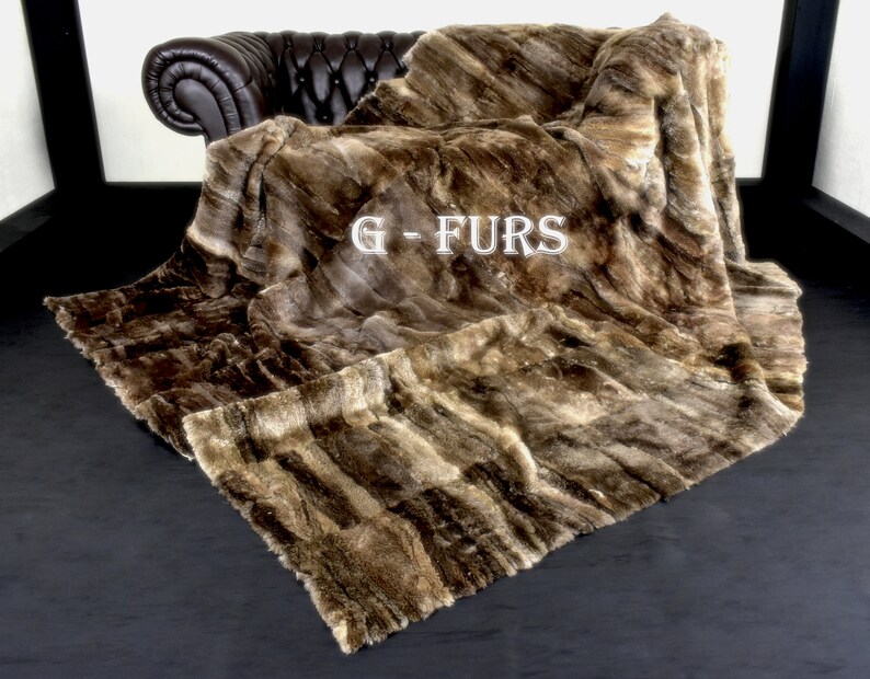 Luxury Real Brown Beaver Fur Throw Blanket Etsy