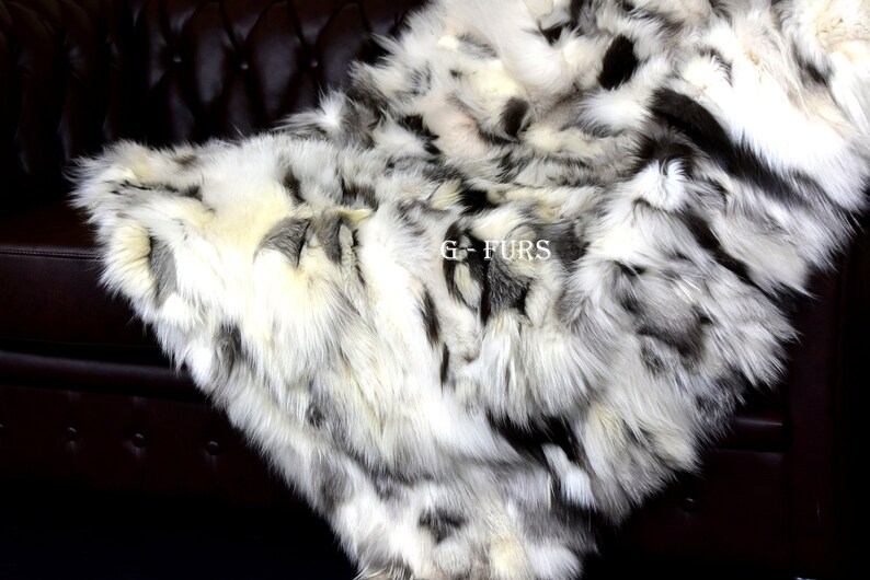 Luxury Real Platine Fur Fox Throw Blanket