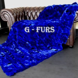 Luxury Real Royal Blue Rex Rabbit Fur Throw Blanket - Etsy
