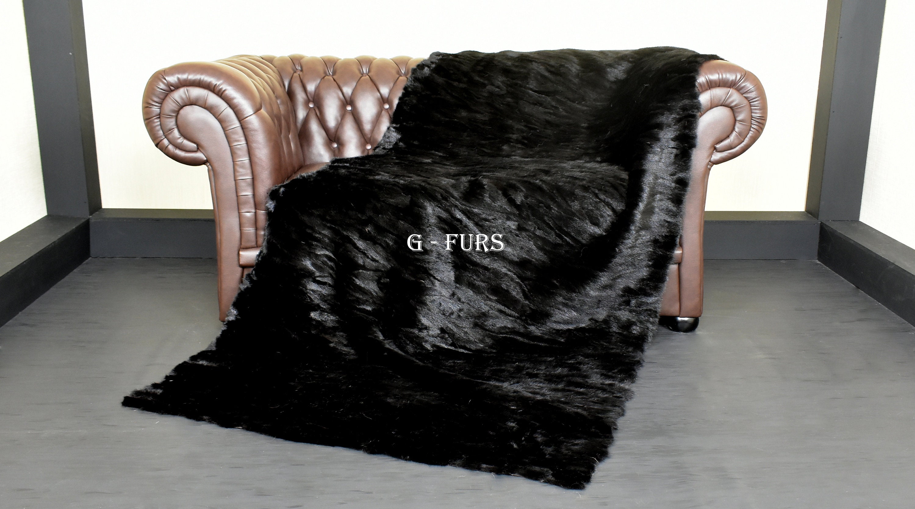 Luxury Black Mink Fur Throw Blanket Etsy