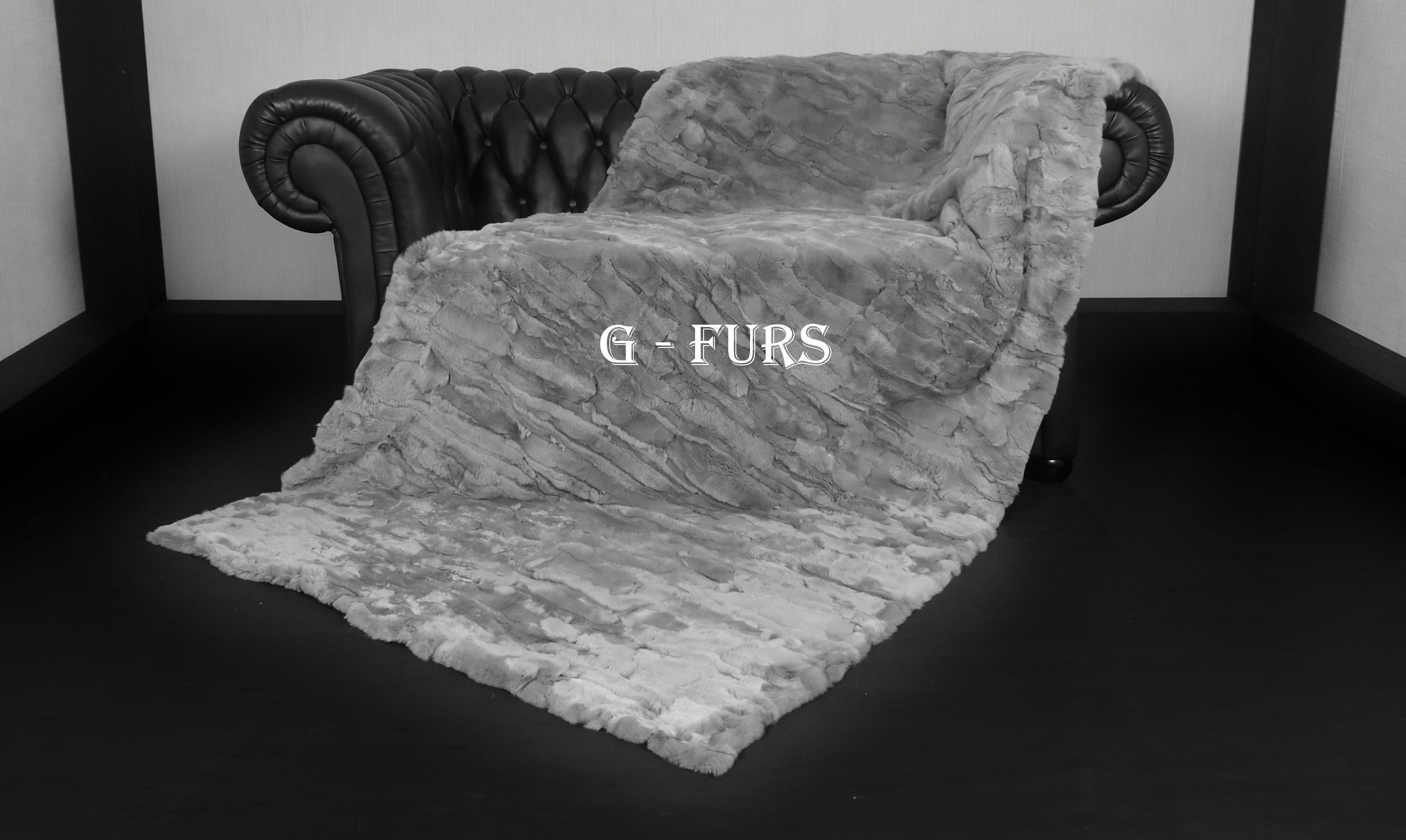 Luxury Real Gray Rex Rabbit Fur Throw Blanket Etsy