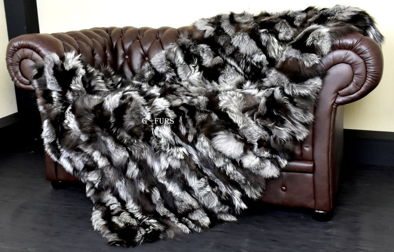 Luxury Real Silver Fox Fur Blanket Etsy