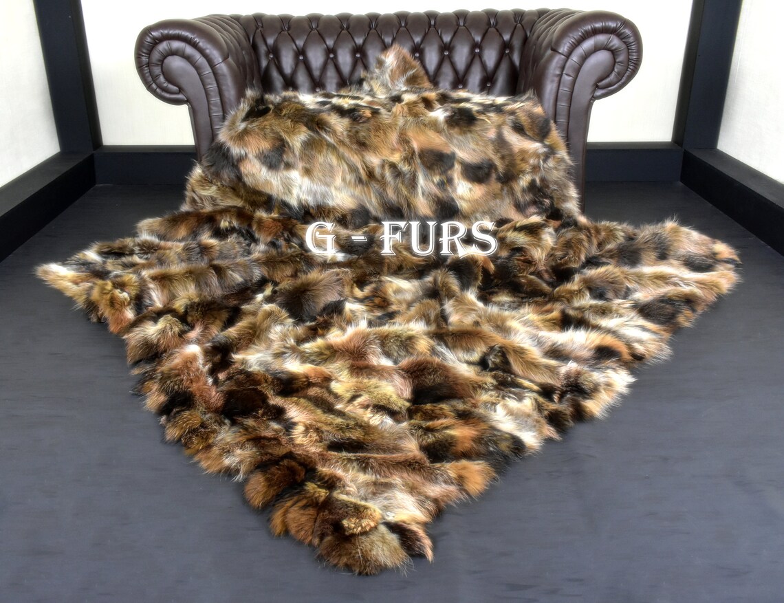 Luxury Real Fur Fox Throw Blanket Etsy