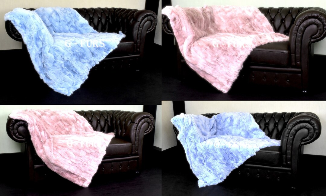 Luxury Double Sided Real Blue Rex Rabbit Fur Pink Rex Rabbit - Etsy