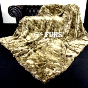 Details about / Luxury Real Silver-Bronze Rex Rabbit Fur Throw Blanket
