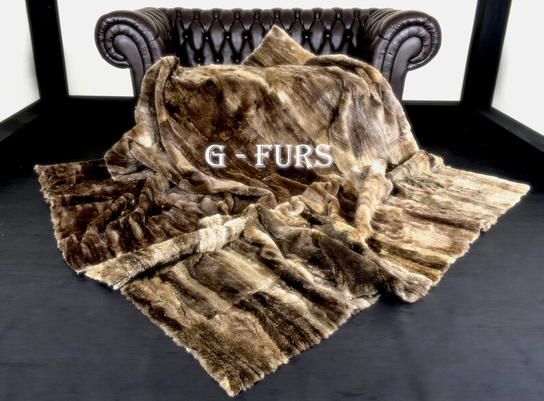 Luxury Real Brown Beaver Fur Throw Blanket Etsy