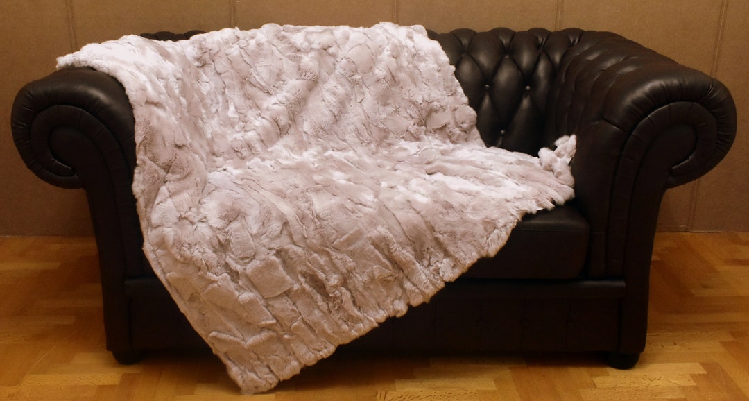 Luxury Real Dusty Pink Rex Rabbit Fur Throw Blanket - Etsy
