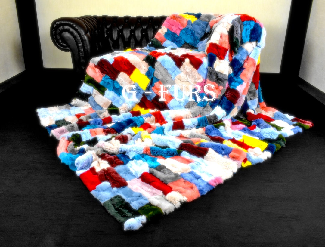 Luxury Real Multicolour Rex Rabbit Fur Throw Blanket - Etsy