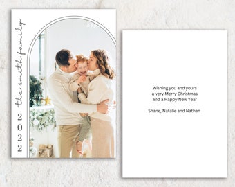 Fully Customizable Digital Card Canva Template | Boho Arch Double Sided Card | Christmas, Holiday, Save The Date, Birth Announcement