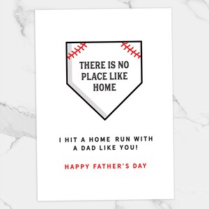 Digitale Vaderdagkaart - Er is geen plek zoals thuis - Papakaart van kinderen - Home Run Baseball Card - Eco Friendly Card - Baseball Gift