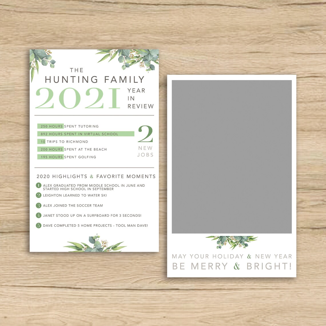 Christmas Card Template Year in Review Infographic Digital | Etsy