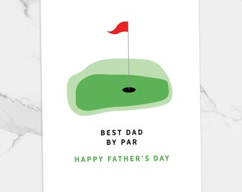 Digital Father's Day Golf Card - Best Dad By Par - Eco Friendly Card - Golf Card Printable