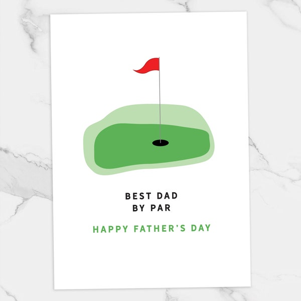 Digital Father's Day Golf Card - Best Dad By Par - Eco Friendly Card - Golf Card Printable