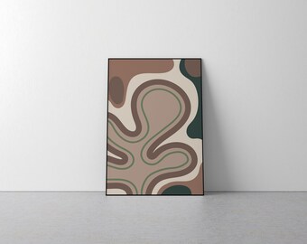 Beige Brown Wall Art - Living Space, Home Decor, Shapes, Decorating, Uni, Skandi, Boho, Vintage, Minimalist, Abstract Art, Matisse Inspired