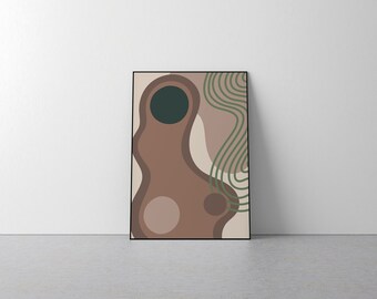 Modern Home Wall Art - Circles, Line Work, Gifts, Bedroom, Bathroom, Living Room, Ovals, Nursery, Minimalist, Neutral, Beige, Brown, Natural