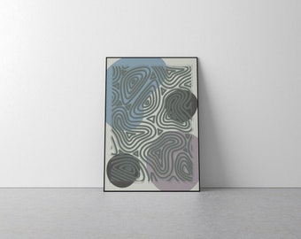 Grey Blue Pink Brown Beige Print - Repetition, Sequence, Modern, Minimalist, Wall Art, Graphic Design, Illustration, Poster, Maximalism, Dot