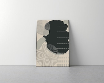 Modern Wall Art - Minimalist, Grey, Lines, Poster, Interior Style, Geometric Print, Bedroom, Living Room, Simple, Topology, Retro, Old World