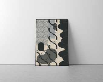 Abstract Art Print - Contemporary, Simple, Lines, Geometric, Minimalistic, Modern, Wall Decor, Interior, Style, Patterns, Brown, Greyscale